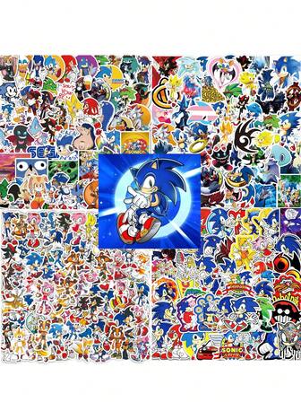 100张3款卡通动漫人物涂鸦贴纸，适用于冰箱、水杯、笔记本电脑等，卡通防水贴纸