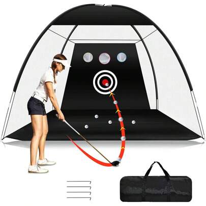 iCool Heavy Duty Golf Practice Net, Golf Swing Net, 10x7ft Golf Hitting Training Aids Nets With Target And Carry Bag For Backyard Driving Chipping - Men Kids Indoor Outdoor Sports Game