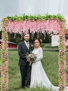 3Pcs 10 Branches Wisteria Hanging Flowers Artificial White Wisteria Vine Silk Wisteria Flowers Garland For Wedding Arch Party Garden Home Decor Easter Gift Wedding Decoration Supplies Aesthetic Room Decor Home Decor, Valentine Day, Gift Gifts Birthday Graduation - Pink - View 4