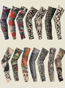 1pc/2pcs/3pcs Men's Casual Striped Animal Print Breathable Lightweight Arm Sleeve Sleeve Cover Punk Style Set, Suitable For Outdoor, Street Wear Sleeves Cover Arms White Gloves Arm Warmers Autumn Outfits Halloween Costumes Black Arm Sleeve