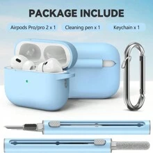 1 件纯色硅胶保护套，配有登山扣带和清洁刷 - 淺藍色 - 查看 2