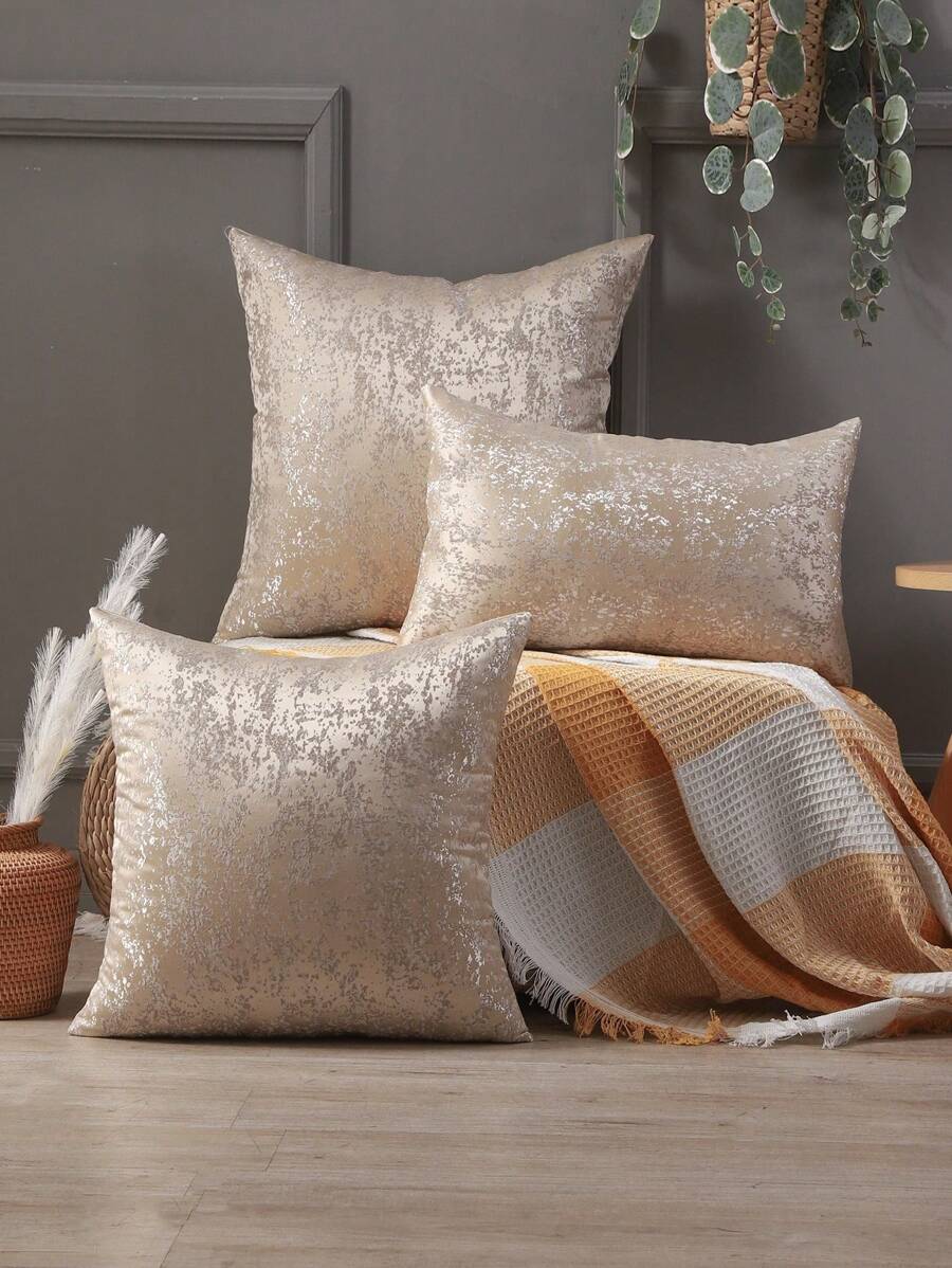 Miater 1入組提花靠墊套現代風格家用沙發抱枕套不含枕芯 - 米色 - 查看 1