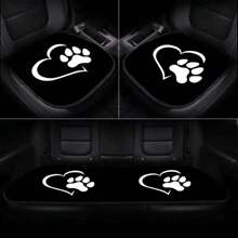 1pc/3pcs Dog Paw Print Car Seat Cushions Set - Polyester Fiber Comfortable Padding For Front And Rear Seats With Anti-Slip Backing For Car Interiors - Rear 1pc - View 1
