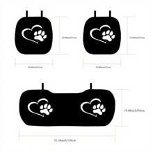 1pc/3pcs Dog Paw Print Car Seat Cushions Set - Polyester Fiber Comfortable Padding For Front And Rear Seats With Anti-Slip Backing For Car Interiors - Rear 1pc - View 3