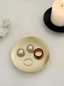 1 pieza Bandeja de almacenamiento de joyería y portavelas, soporte para velas, plato para velas LED y de cera, conos de incienso, spa, bodas, bandeja de almacenamiento de joyería Vuelta al cole