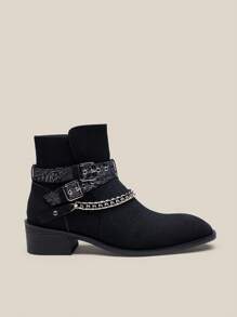 Men's Slip-On Boots, With Decorative Chain, Fashionable High-Heeled Dress Boots, Versatile/All-Weather, Suitable For Business And Dressy Occasions, Waterproof Casual Boots For Men