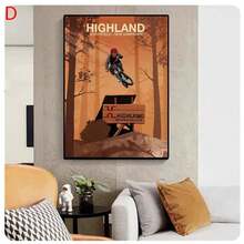 1PC Sport Mountain Bike Riding Canvas Painting MTB Wall Art Picture Abstract Retro Travel Landscape Mountain Biker Poster Home Decor Unframed - Blue - View 21