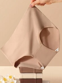 4条装 梅拉德色纯棉高腰无缝女式内裤 - 彩色 - 查看 4