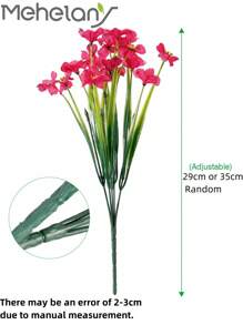 MEHELANY 8支/5支/2支仿真丝花束，红色逼真花朵，抗紫外线户外植物，不褪色，适用于家居、婚礼、花园、门廊、窗户、房间装饰，情人节、礼物、生日、毕业典礼 - 玫紅色 - 查看 3