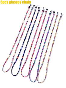 5pcs Bohemian  Color Block Splicing Eyewear Rope,Anti Slip Sunglasses Reading Glasses Lanyard Strap,Colored Eyeglass Chains Glasses Accessories For Women - Multicolor - View 16