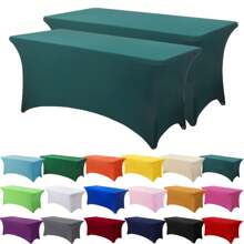 1/2 piezas Mantel de spandex, cubierta de mesa elástica, mantel rectángulo ajustado, cubierta de mesa elástica universal para bodas, banquetes, fiestas y eventos en el patio