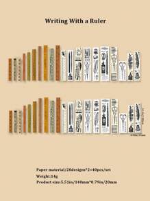Conjunto de 40 piezas de Pegatinas Washi con poemas antiguos y flores para scrapbooking y decoración de diarios papelería manualidades libro de sticker estikers - Extractos de poemas largos. - Ver 16