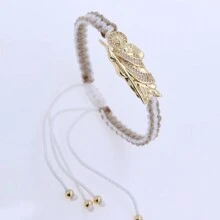 1 pezzo Braccialetto intrecciato in rame placcato oro 18K e zirconia con San Giuda bicolore, taglia regolabile, regalo per la Festa del Papà, adatto per uso quotidiano da uomo o donna, preghiera per la salute. Scelta migliore per coppie e regali.