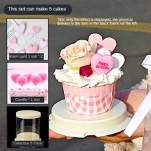 2pcs/3pcs/8pcs/9pcs/109pcs Valentine's Day 2-Inch Red Paper Cup Cake Transparent Portable Box Round Packaging Box Heart Shaped Candle Confession Decoration - Multicolor - View 9