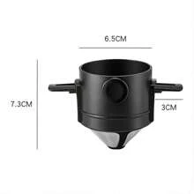 Reusable Coffee Filter, Double-Layer Stainless Steel Filter, Foldable External Hand Brewed Coffee Dispenser School Supplies - Black - View 10