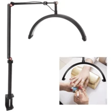 Luminária Led Meia Lua Estética Maquiagem Cílios Manicure Com Suporte Para Celular Mesa - Preto - Visão 2