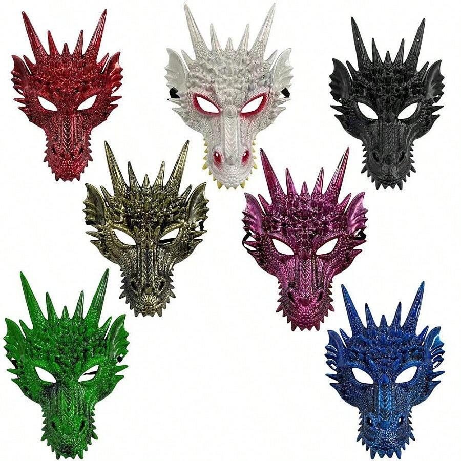 Horror Dragon Mask For Masquerade Party, Movie Performance, Festival, Stereo Plastic Dragon Head Mask - Multicolor - View 1