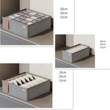Kit 3 Organized Storage Box For Clothes/Underwear/Socks/Bra - 灰色 - 查看 6