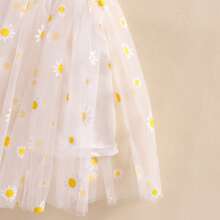 Baby Girl Daisy Mesh Fluffy Princess Dress With Shoulder Strap - White - View 7