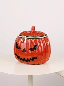 2024 Latest Halloween Pumpkin Bag, Uncommon Design Creative Circular Concave Shape Crossbody Bag For Women, Large Capacity Vintage Silver/Gold Shoulder Bag For Moto Girls And Y2K Fashion, Halloween Purse, Perfect For Fancy Party Halloween Fashion & Gothic Fashion - Orange - View 8