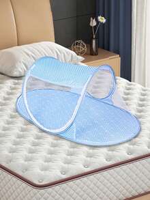 1 pieza Mosquitero plegable para niños - Con forma de barco de dibujos animados, fácil de instalar, diseño con cremallera para cunas de bebé y viajes - Verde - Ver 6