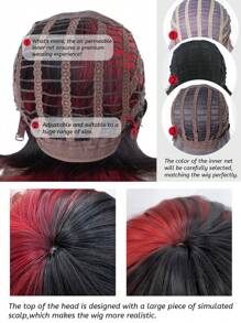 alicegarden 1 件合成耐热假发，带刘海，多色假发，16 英寸长，纤维制成，时尚假发，自然逼真的假发（不包括配件） - 彩色 - 查看 8