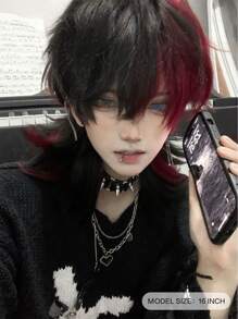 alicegarden 1 件合成耐热假发，带刘海，多色假发，16 英寸长，纤维制成，时尚假发，自然逼真的假发（不包括配件） - 彩色 - 查看 2