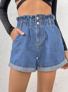 Women Denim Shorts - Blue - View 1