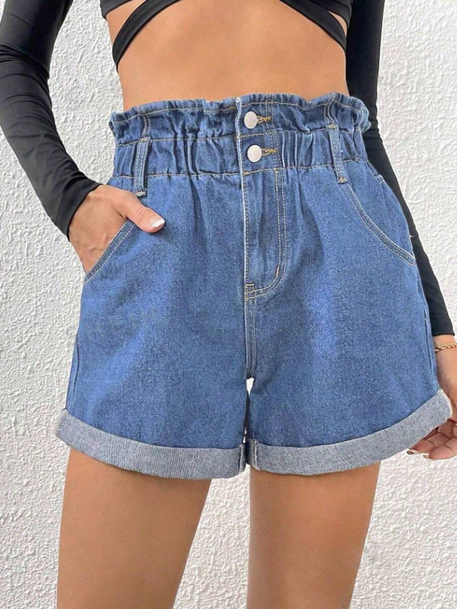 Women Denim Shorts - Blue - View 1