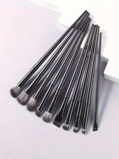 Set de pensule pentru machiaj pentru ochi 10 buc, inclusiv perie pentru eyeliner în unghi, perie pentru detaliu, perie pentru amestecare și perie pentru cute