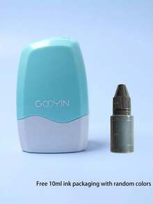 1入組自取印章配10毫升墨水補充瓶，混亂碼滾輪印章，用於快遞信息保護，塗鴉風格印章 - 彩色 - 查看 7