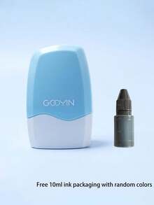 1入組自取印章配10毫升墨水補充瓶，混亂碼滾輪印章，用於快遞信息保護，塗鴉風格印章 - 彩色 - 查看 8