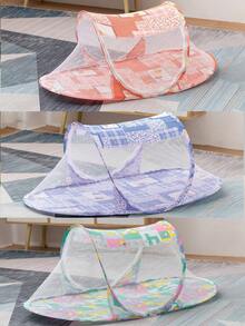 1 pieza Mosquitero plegable para niños - Con forma de barco de dibujos animados, fácil de instalar, diseño con cremallera para cunas de bebé y viajes - Verde - Ver 2