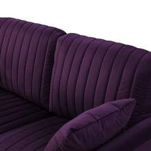 Eggplant Velvet Round Arm Loveseat 2 Seat Sofa With 2 Throw Pillows - 白色 - 查看 7