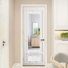 LIVINGANDHOME Living And Home Metal Frame Over The Door Full Length Mirror - White - View 3