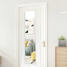 LIVINGANDHOME Living And Home Metal Frame Over The Door Full Length Mirror - White - View 6