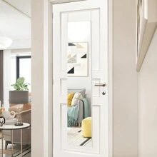 LIVINGANDHOME Living And Home Metal Frame Over The Door Full Length Mirror - White - View 5
