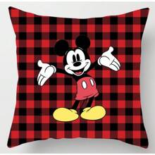 1入組卡通老鼠枕頭套，紅色格紋卡通靠墊套，用於裝飾汽車沙發臥室派對枕套，超柔軟材質45X45cm，無內芯，單面 - 紅格子-005 - 查看 4