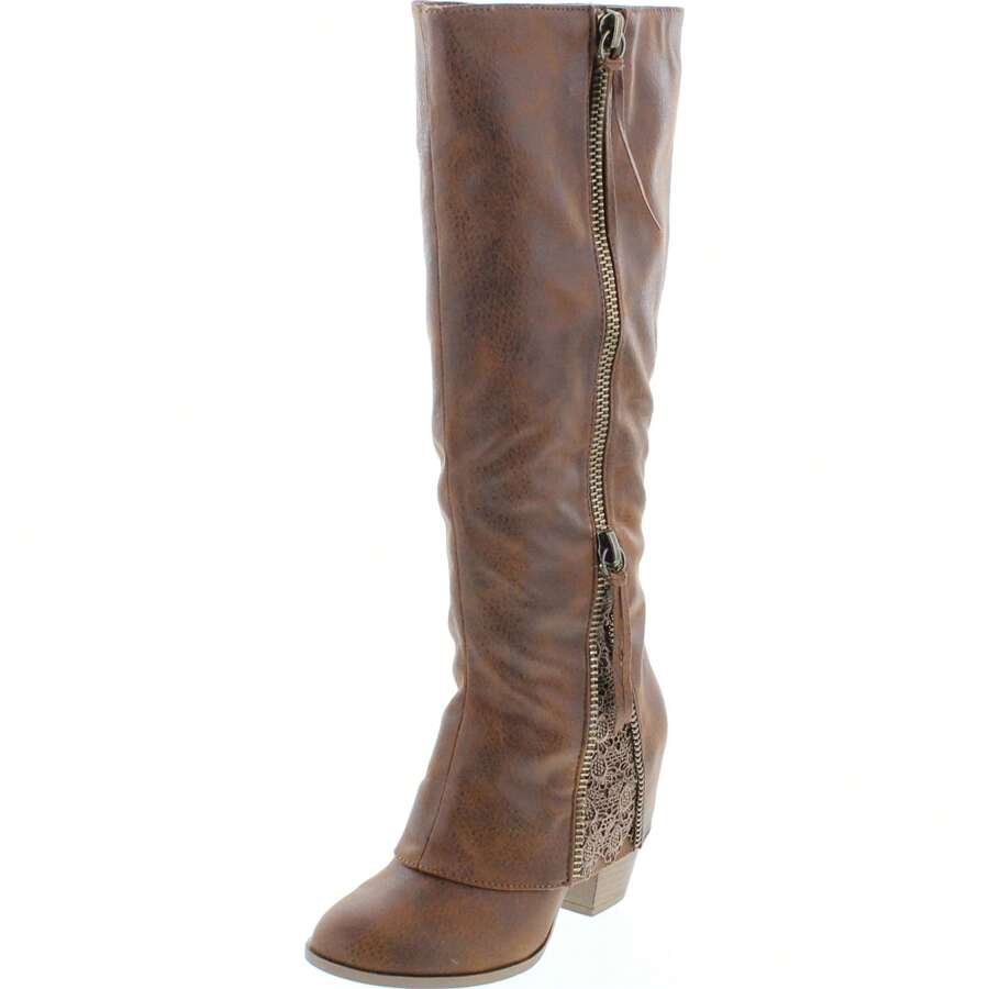 Women's Side Zip Decorative Lace Winter Boot - 譚 - 查看 1