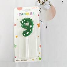 1支绿色数码蜡烛，生日蜡烛，恐龙数码图案，0-9岁儿童派对蜡烛，返校季，情人节 - 綠色 - 查看 8