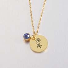 Colier cu pandantiv cu nume personalizat Colier cu flori de naștere pentru femei Margarete florale lunare din oțel inoxidabil Nume gravat cu flori Colier cu pandantiv Bijuterii personalizate Choker Cadou de aniversare
