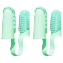 Cepillo de dientes para perro, kit de cepillo de dientes de dedo, cerdas de 135º para una fácil limpieza de los dientes, cepillo de dientes doble de dedo para el cuidado dental de cachorros, gatos y mascotas pequeñas