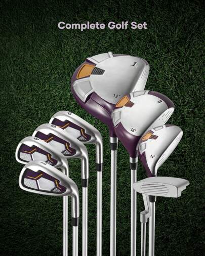 Complete Golf Clubs Package 8 Club Set For Men Woman Right Handed, True Temper Steel Shafts, Putter, Stand Bag & 3 H/C's Bonus Head