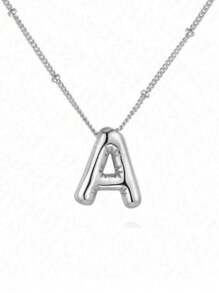 Collar de colgante de letra inicial grueso de burbuja de globo de alfabeto de cobre de acero inoxidable para mujer joyería