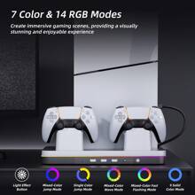 Cooling Station For PS5 Slim Console (Disc & Digital), Mytrix PS5 Slim Stand With Fast Controller Charging Station, Controller Charger, 3 Speeds Cooling Fan, Headset Holder, RGB Lights & 3 USB Portsusb Multi Port Charging Station,Ps5 Digital Slim Cooling Stand,Ps5 Cooler - White - View 6