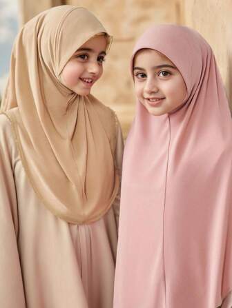 Hiyab instantáneo de 1 pieza estilo árabe de doble capa con borde redondo, gorra interna de tamaño mediano, hilo de alta elasticidad, nuevo turbante de unicolor con perlas decorativas, cobertura del mentón y fácil de usar, para malayos e indonesios