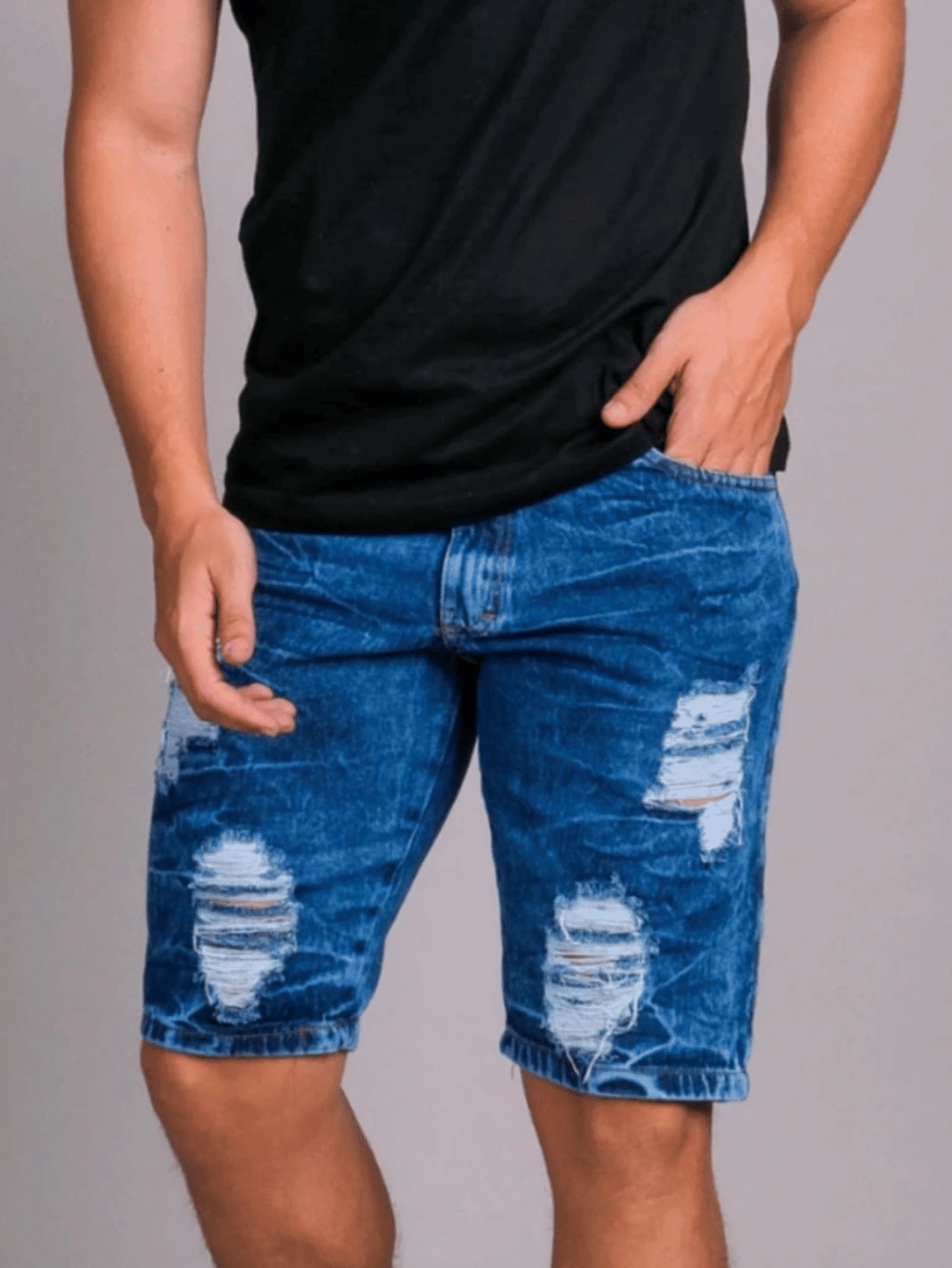 Men Shorts - Azul lavado oscuro - Ver 1