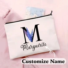 1 件个性化伴娘化妆包、带名字的定制字母化妆包、洗漱用品收纳袋、铅笔盒、婚礼新娘礼物、化妆包、旅行配件、多功能、装饰性、字母、纯色、精致、时尚、复古、现代、多彩、休闲、基础、休闲、柔软、独特、定制、个性化、定制、送给她、女朋友、她、祖父母、家人、男朋友、朋友的理想礼物 - 米色 - 查看 2