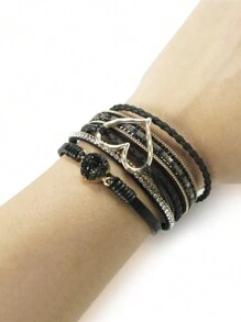 KISMIS針織皮革手鏈，波西米亞風格多層手鐲磁扣珠寶飾品，適用於少女，生日和節日禮物
