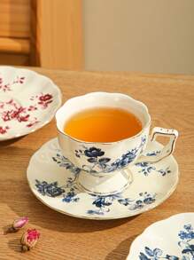 1 套彩色图案陶瓷咖啡杯和碟子，适用于厨房、餐厅、客厅、户外、婚礼、派对、礼物、生日、圣诞节返校 - 彩色 - 查看 17